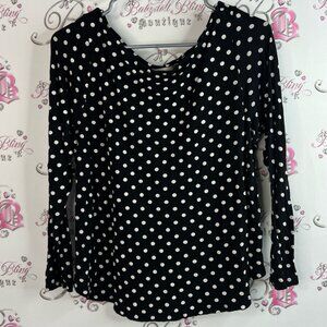 H&M long sleeve dotted shirt stretchy Black and White Polka Dot Blouse